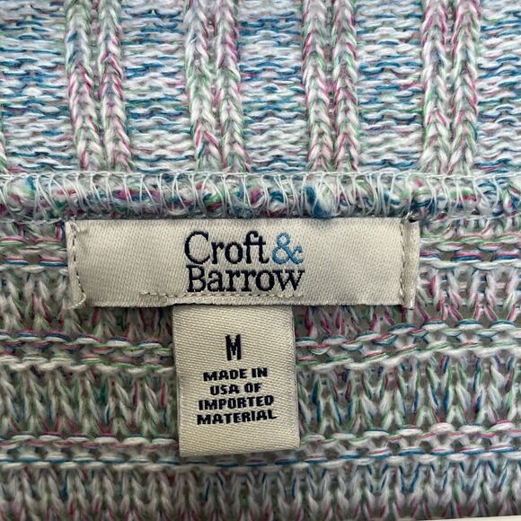 Croft & Barrow | Striped Boatneck Knit Sweater Flared Sleeves Medium Blue Pink - Picture 6 of 8